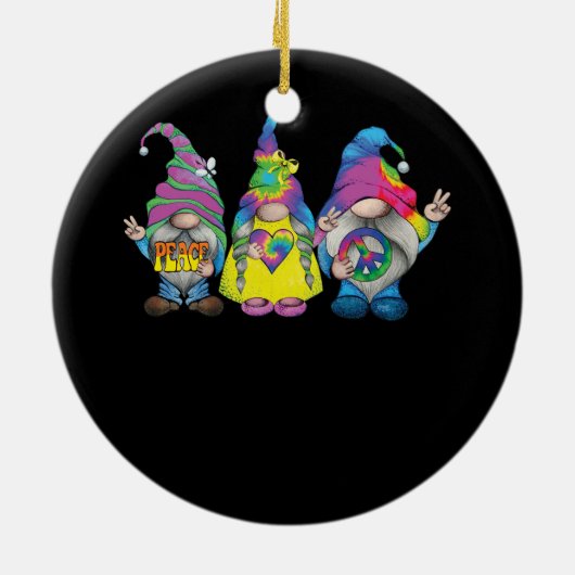 Grappige Hippie Gnome Vredesbord Gnomen Liefhebber Keramisch Ornament (Achterkant)