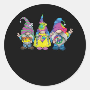 Grappige Hippie Gnome Vredesbord Gnomen Liefhebber Ronde Sticker