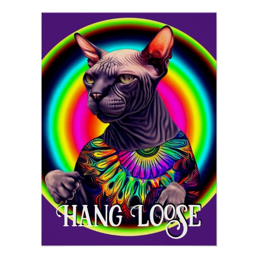 Grappige Hippie Sphynx Kat Perfect Poster (Voorkant)