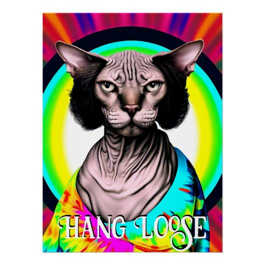 Grappige Hippie Sphynx Kat Perfect Poster (Voorkant)