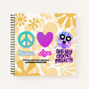 Grappige hippie vrede liefde haakpatroon notitiebo notitieboek