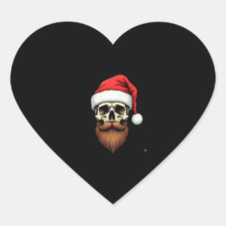Grappige Hipster Kerstman Schedel Gezicht Met Hoed Hart Sticker