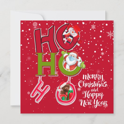 Grappige HO HO HO Retro Kerstfeest Partykaarten Kaart (Voorkant)