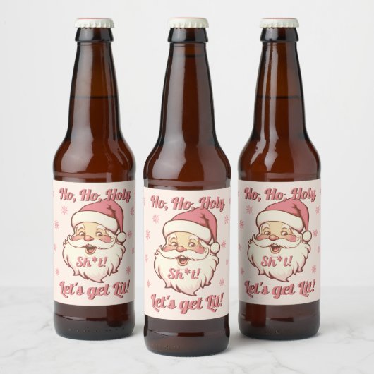 Grappige Ho Ho Retro Kerstman Kerstfeestfeestje Bier Etiket (Flessen)