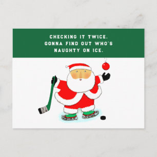 Grappige Hockey Kerstmis Feestdagenkaart