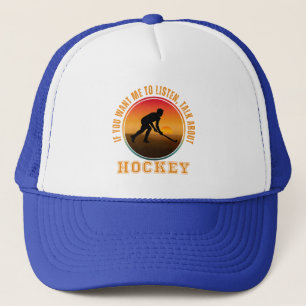 Grappige Hockey Spreuk Vintage Silhouet Speler Trucker Pet