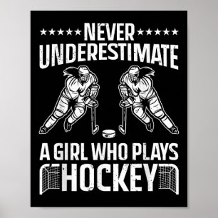 Grappige hockeykunst voor meisjes vrouwen veldhock poster
