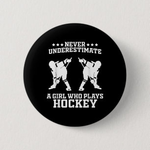 Grappige hockeykunst voor meisjes vrouwen veldhock ronde button 5,7 cm