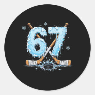 Grappige Hockeyliefhebbers Druppel 6-7 Nummer Zes  Ronde Sticker