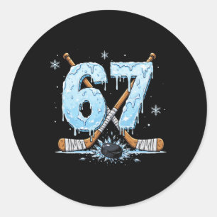 Grappige Hockeyliefhebbers Druppel 6-7 Nummer Zes Ronde Sticker