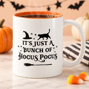 Grappige Hocus Pocus Zwarte Kat Heks Halloween Tweekleurige Koffiemok