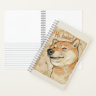 Grappige "Hoi schat" knipogende Shiba Inu Valentij Notitieboek