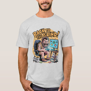 Grappige Holbewoner Gamer Prehistorische Grind T-shirt