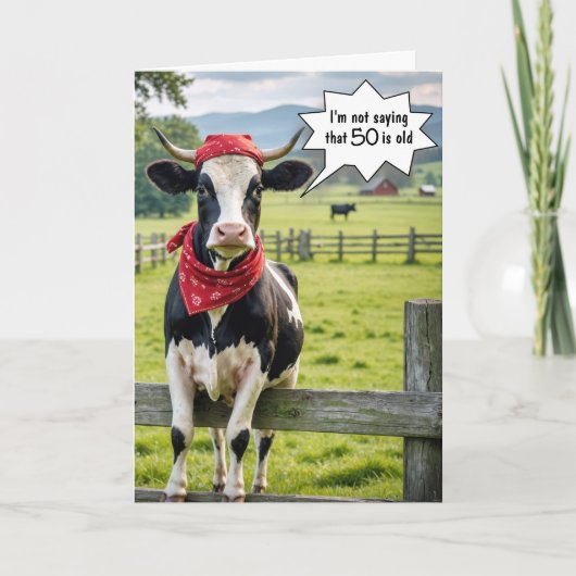 Grappige Holstein-Koe voor 50e verjaardag Kaart (Voorkant)