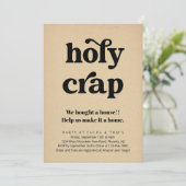 Grappige Holy Crap Housewarming Party Uitnodiging (Staand voorkant)