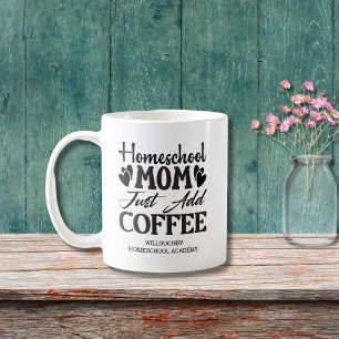 Grappige homeschool moeder gewoon koffie toevoegen koffiemok