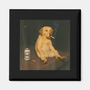 Grappige Hond Bier Roken Meme Sarcastische Hond Li Magneet