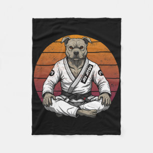 Grappige  hond Braziliaan Jiu Jitsu Retro Grappl Fleece Deken