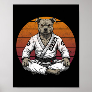 Grappige hond Braziliaan Jiu Jitsu Retro Grappl Poster