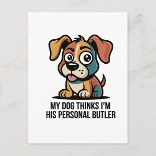 Grappige Hond Butler Cartoon Citaat Feestdagenkaart