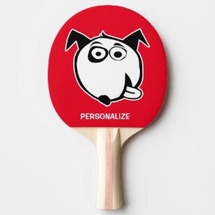 Grappige hond cartoon tafeltennis pingpongbat tafeltennisbatje