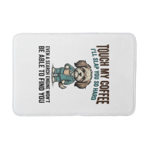 Grappige Hond Coffee Waarschuwing Vintage Gravure Badmat