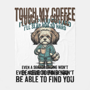 Grappige Hond Coffee Waarschuwing Vintage Gravure Fleece Deken