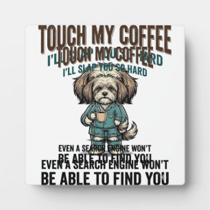 Grappige Hond Coffee Waarschuwing Vintage Gravure Fotoplaat