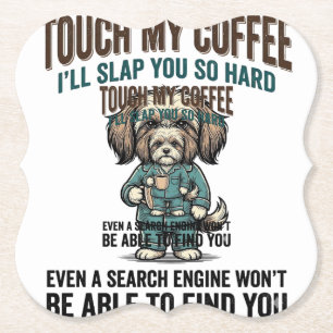 Grappige Hond Coffee Waarschuwing Vintage Gravure  Kartonnen Onderzetters