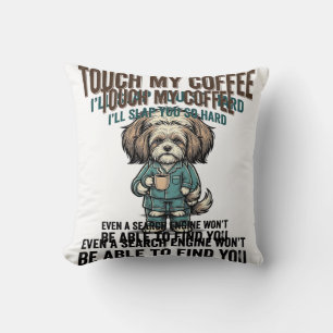Grappige Hond Coffee Waarschuwing Vintage Gravure Kussen