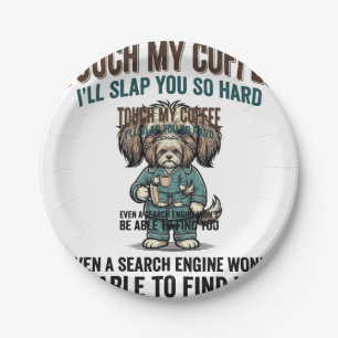 Grappige Hond Coffee Waarschuwing Vintage Gravure  Papieren Bordje