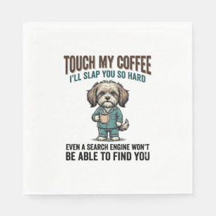 Grappige Hond Coffee Waarschuwing Vintage Gravure Servet