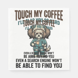 Grappige Hond Coffee Waarschuwing Vintage Gravure Servet