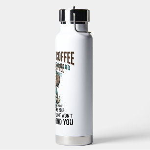 Grappige Hond Coffee Waarschuwing Vintage Gravure  Waterfles