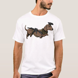 Grappige Hond Dachshund met NVG Meme Tactische Wie T-shirt