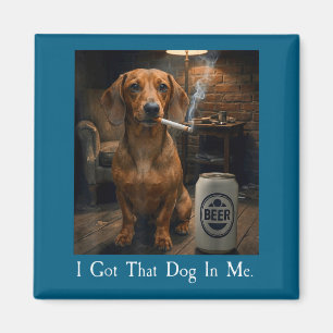 Grappige Hond Dachshund Rokt Bier Magneet