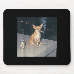 Grappige hond die chihuahua meme sigaret bier rook muismat