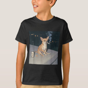 Grappige hond die chihuahua meme sigaret bier rook t-shirt