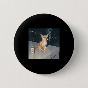 Grappige hond die rookt chihuahua meme sigaret bie ronde button 5,7 cm