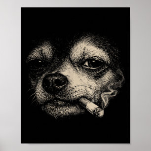 Grappige Hond die Sigaret Rookt Chihuahua Meme Poster