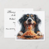 Grappige hond diner uitnodiging, hond verjaardag kaart (Voorkant / Achterkant)