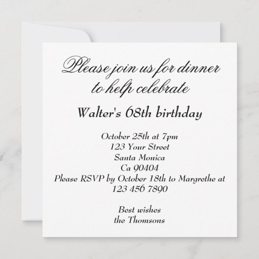 Grappige hond diner uitnodiging, hond verjaardag kaart (Achterkant)