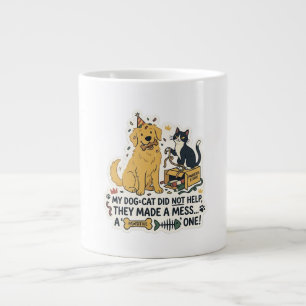 Grappige Hond en Kat Rommelige Cute Huisdier Illus Extra Grote Beker