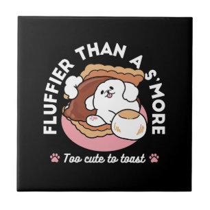 Grappige Hond en S'more Design – Kawaii Huisdierli Tegeltje
