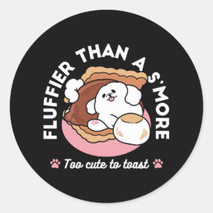 Grappige hond en S'more-ontwerp – Kawaii huisdierl Ronde Sticker