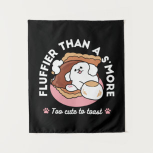Grappige hond en S'more-ontwerp – Kawaii huisdierl Wandkleed