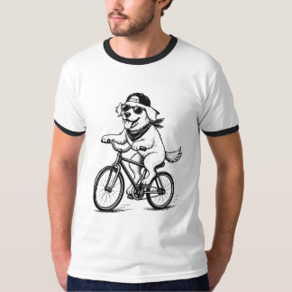 Grappige Hond Fietst Koele Fietser Huisdierliefheb T-shirt