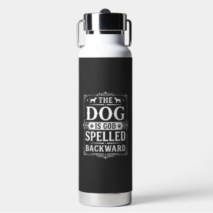 Grappige Hond God Omgekeerd Geschreven Waterfles