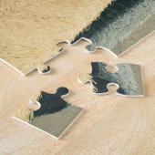 Grappige hond in handdoek met kat puzzel (Zijkant)