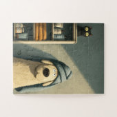 Grappige hond in handdoek met kat puzzel (Horizontaal)